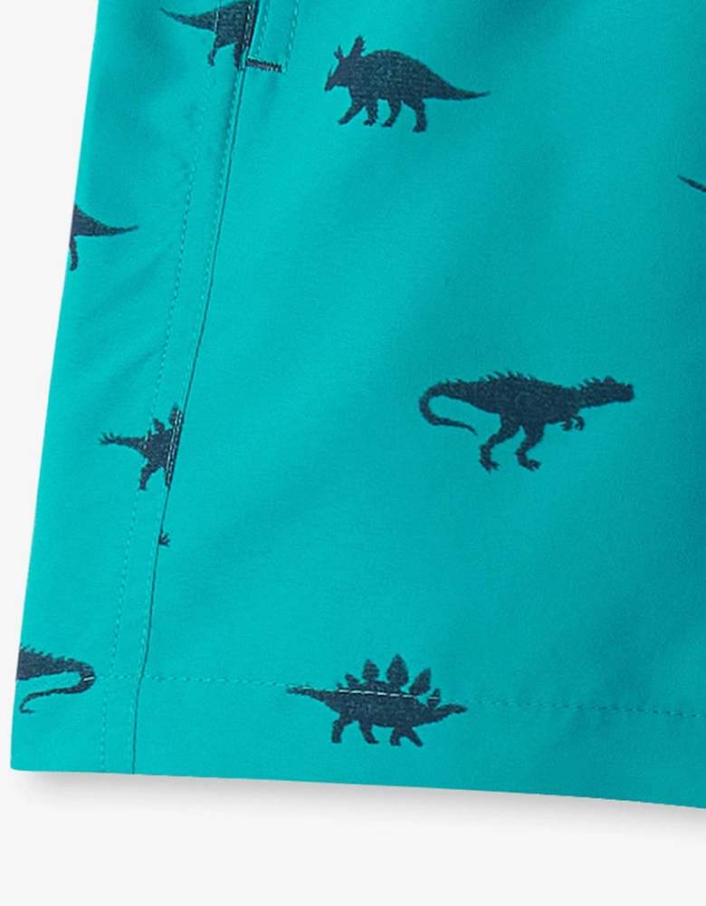 Boys Silhouette Dino Swim Trunks - Tile Blue