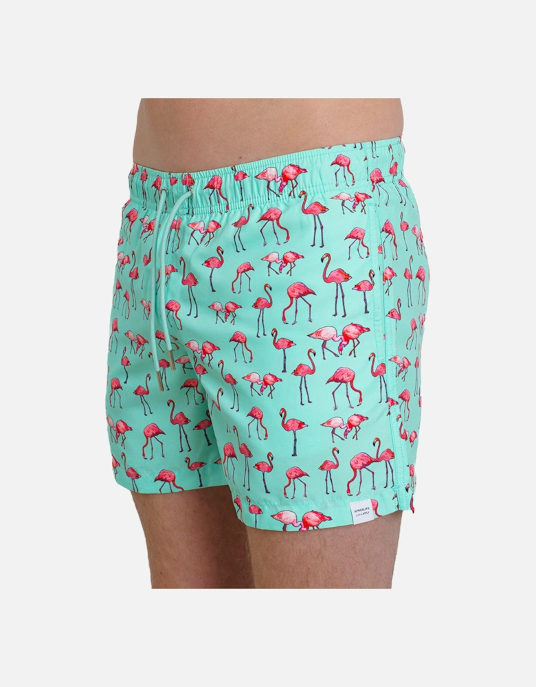 Flamingo Cluster Swim Shorts, Pale Green