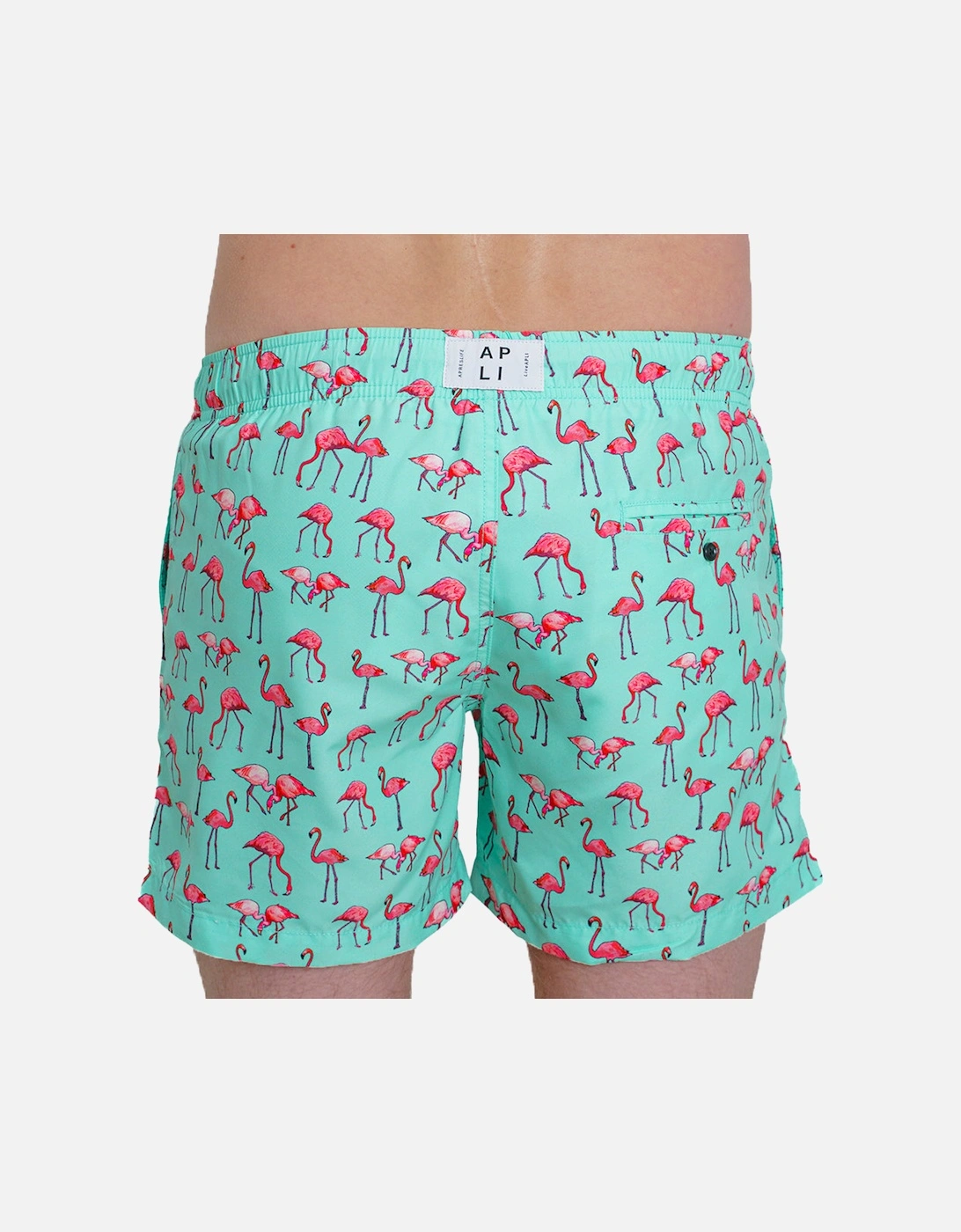 Flamingo Cluster Swim Shorts, Pale Green