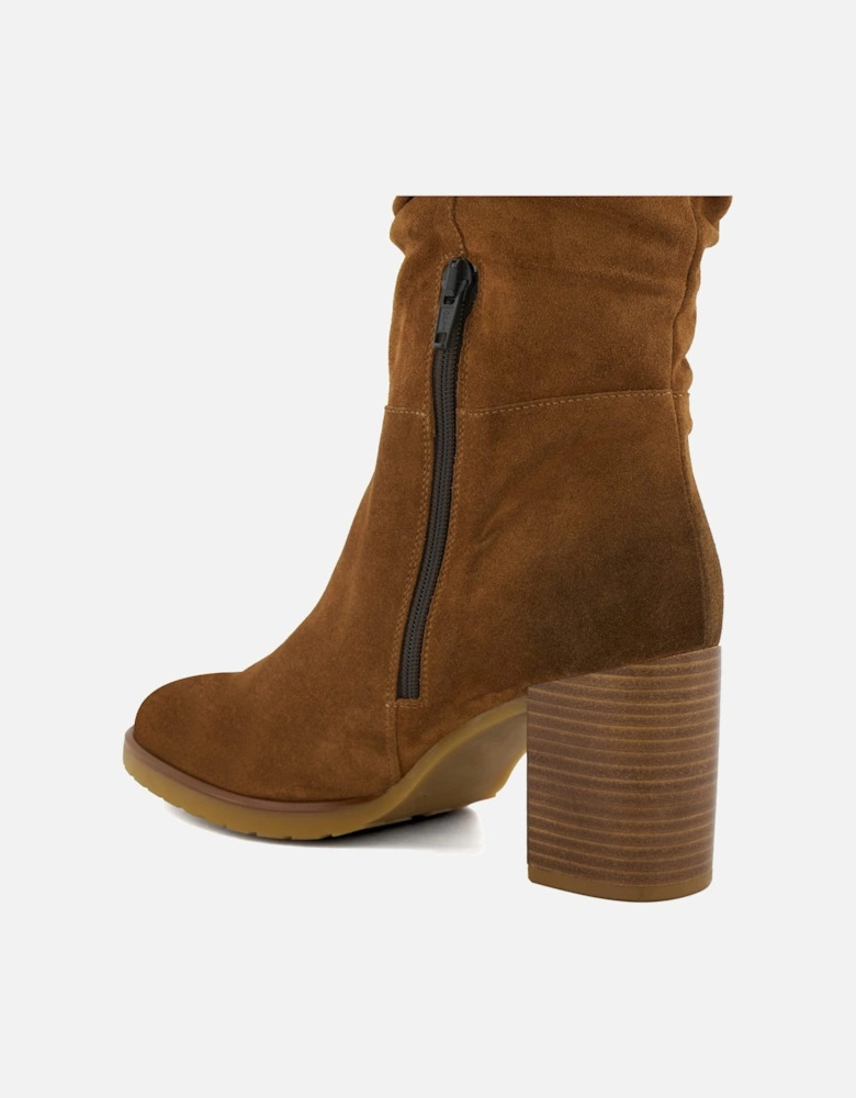 Ladies Prominent - Ruched Block-Heeled Ankle Boots