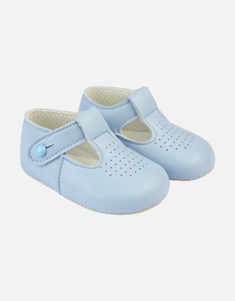 Sky Blue T-Bar Soft Sole Shoes