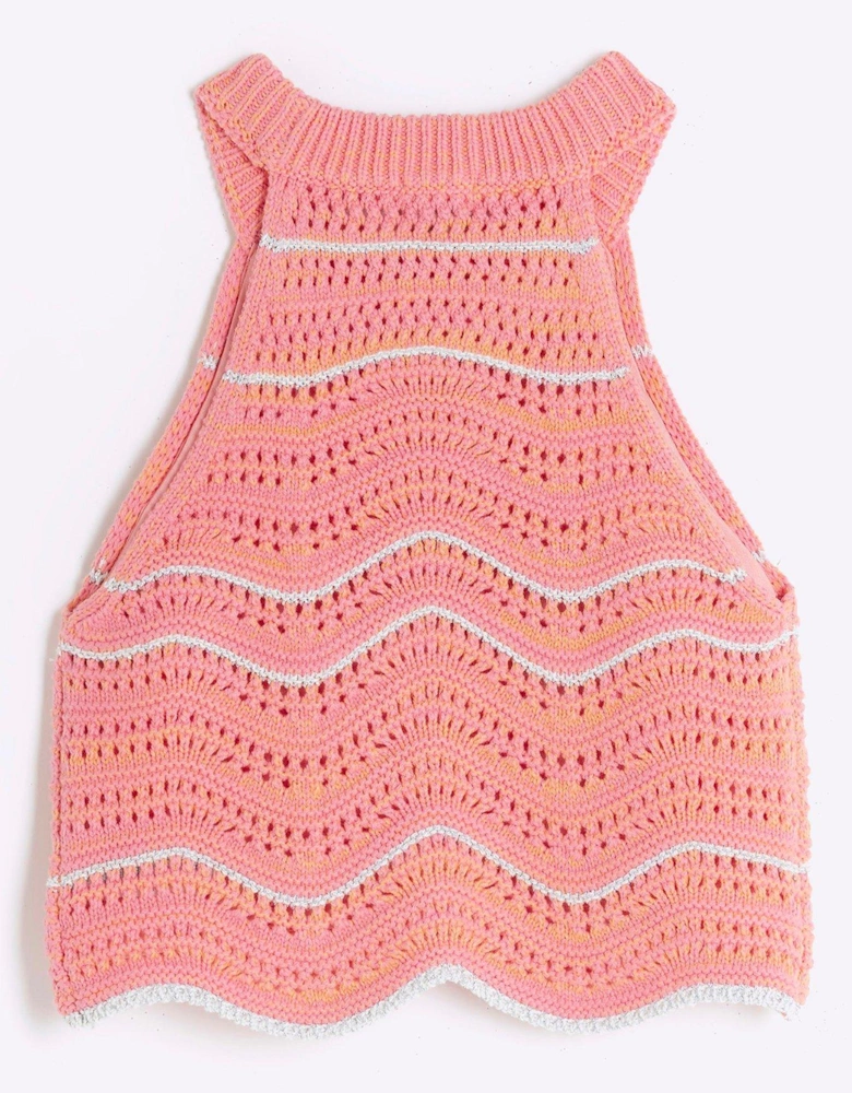 Girls Crochet Tank Top - Pink