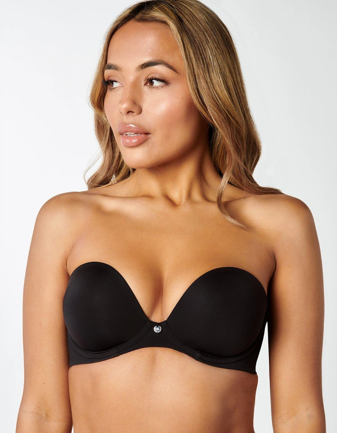 -PLUNGE STRAPLESS BRA - Black