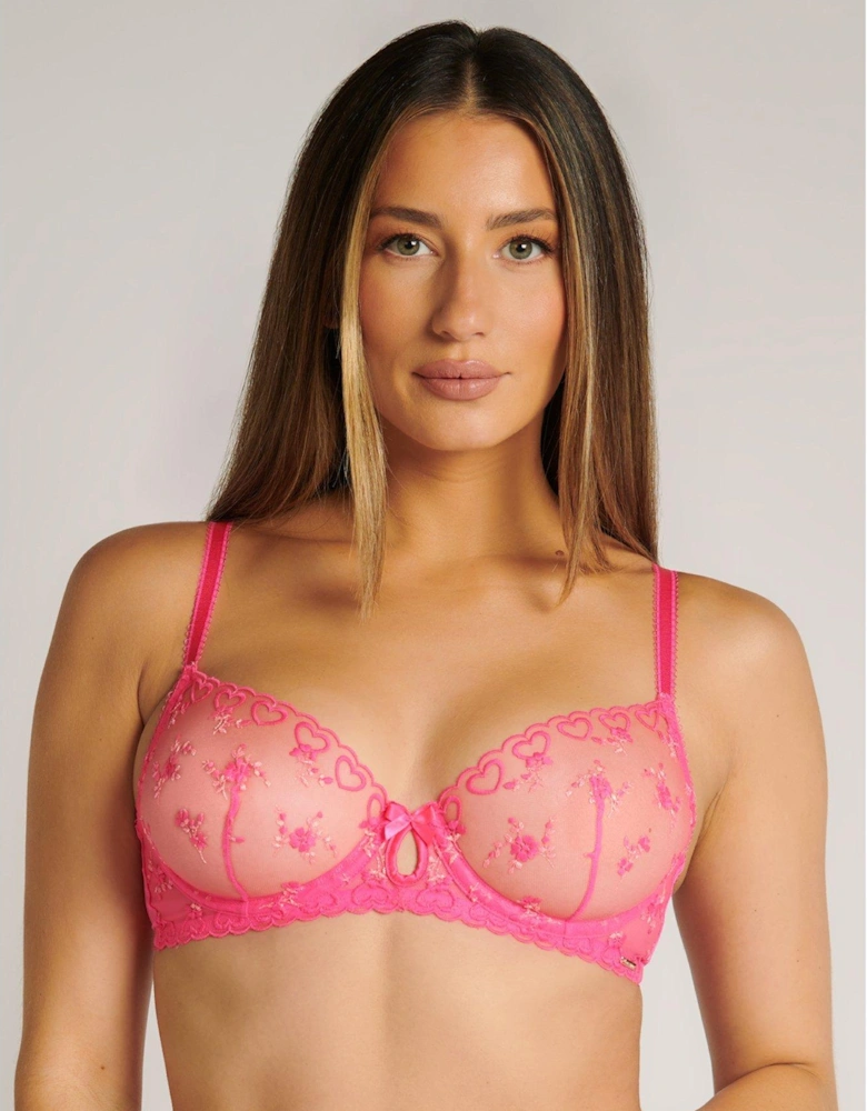 Maria Heart Lurex Embroidery Plunge - Pink