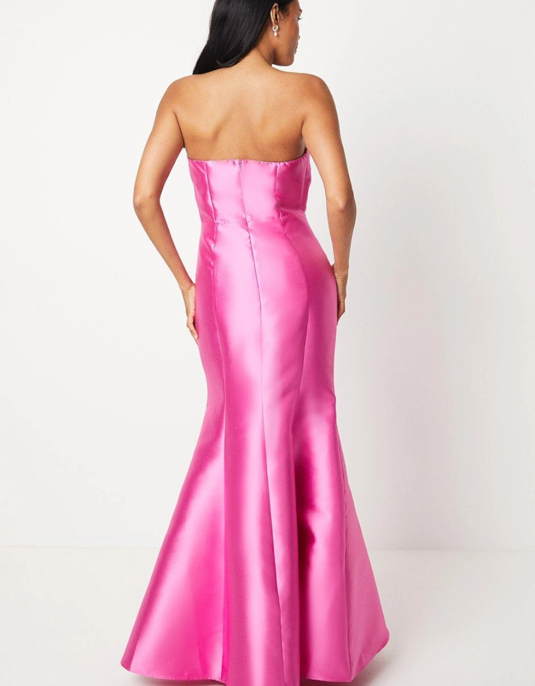 Bandeau Corsage Twill Fishtail Gown