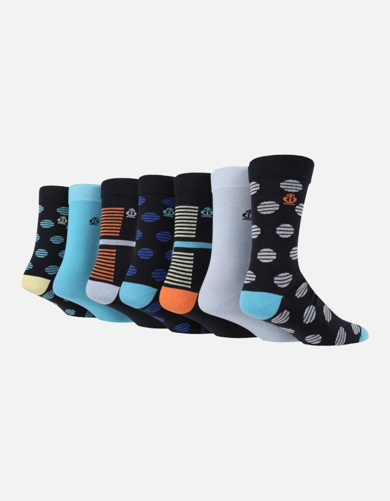 7 PAIR MENS SOCKS WITH STRIPED SPOTS