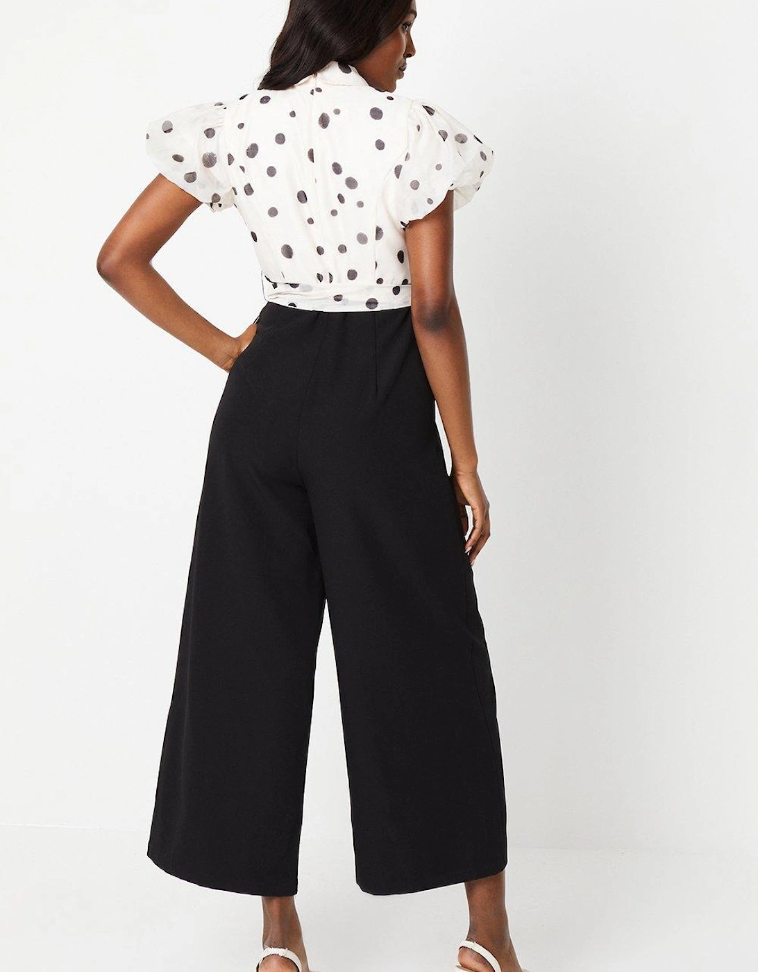 Pintuck Bodice Jumpsuit With Puff Sleeve