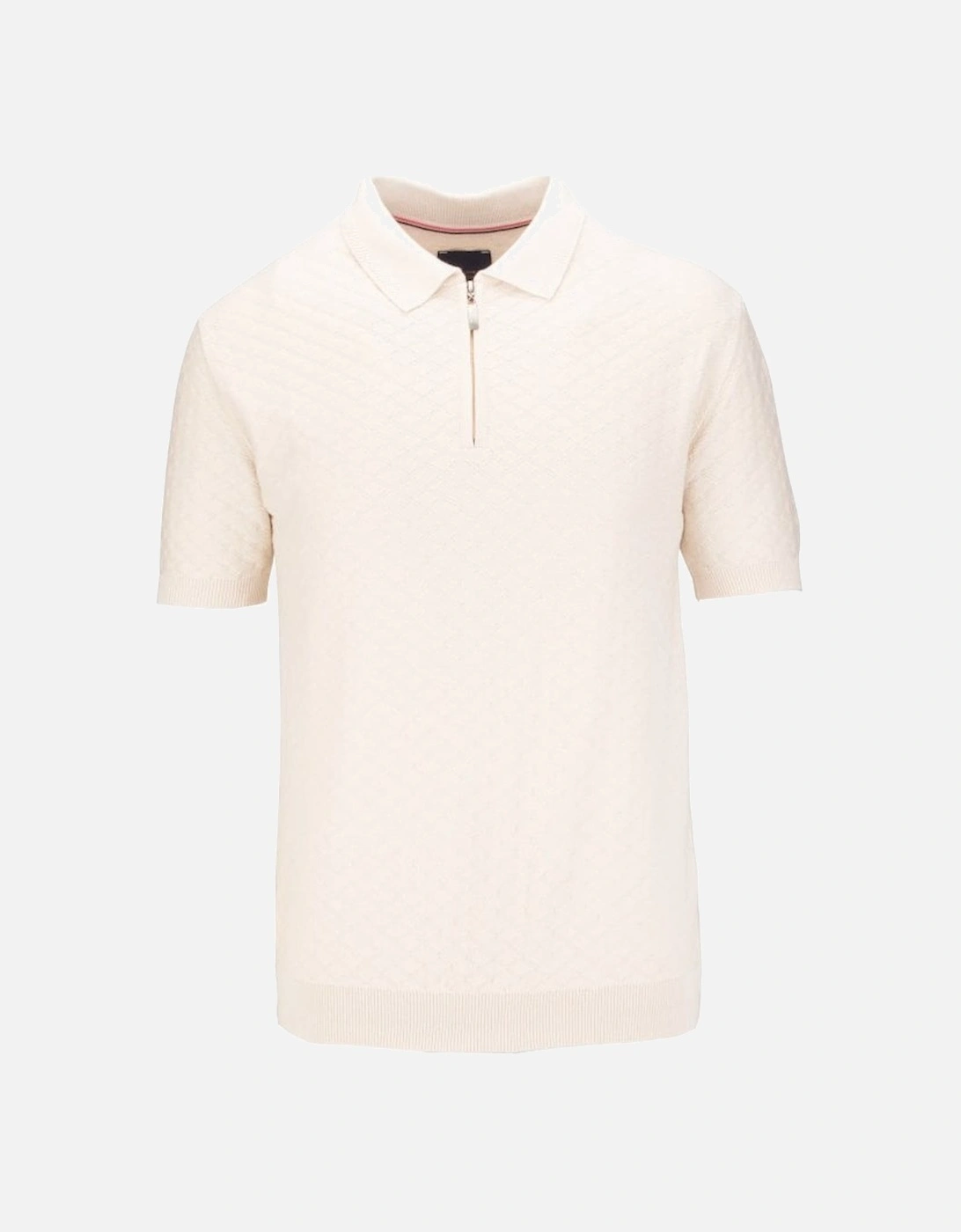 1/4 Zip Cotton Detail Polo Top Ecru, 2 of 1