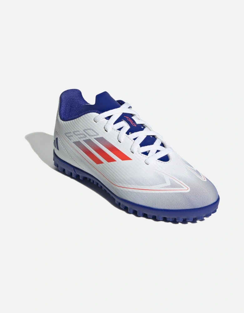 Youths F50 Club Artificial Turf Football Boots (White/Blue/Red)