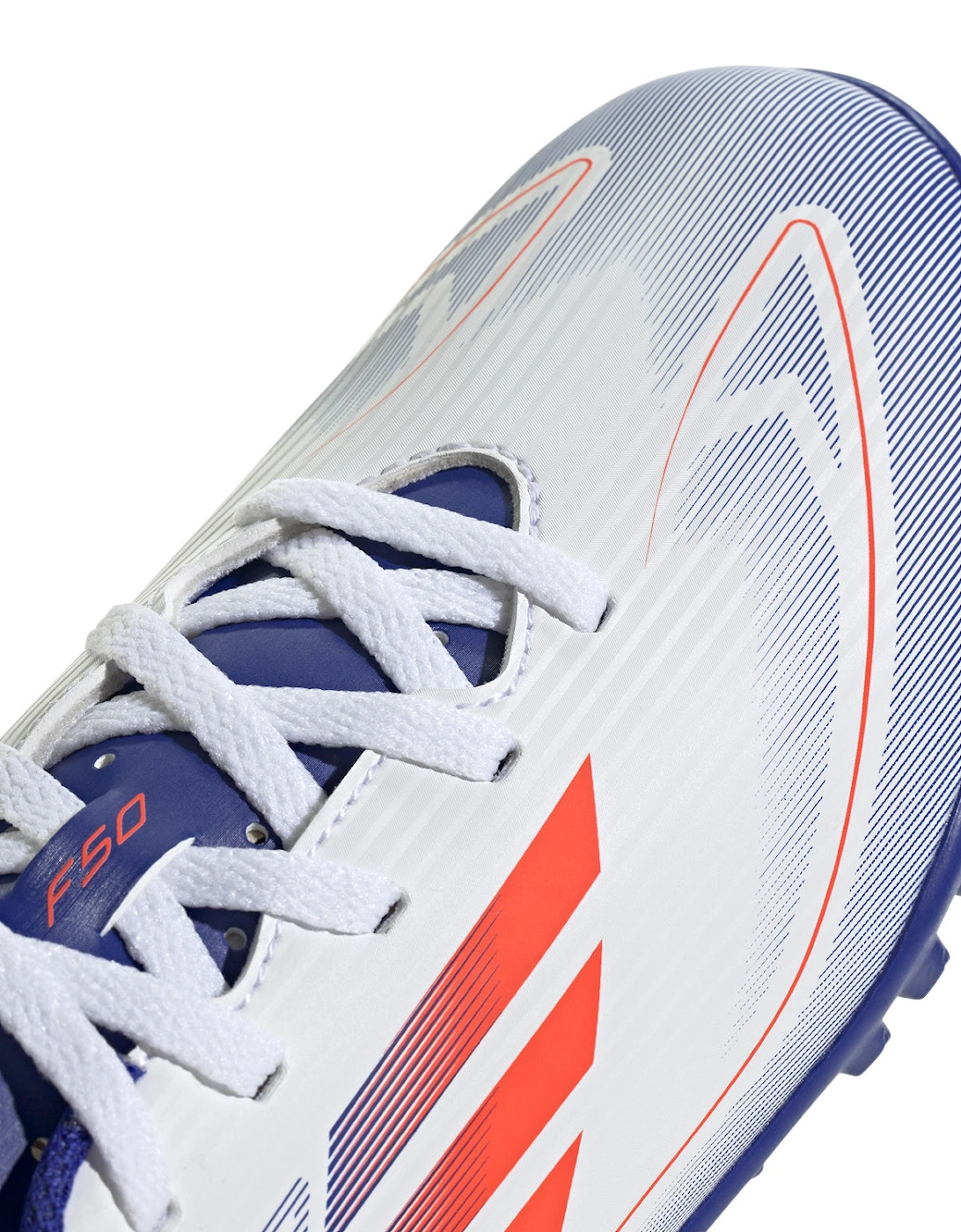 Youths F50 Club Artificial Turf Football Boots (White/Blue/Red)