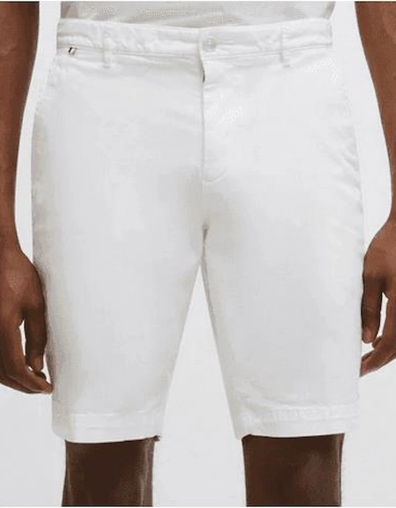 Slice Slim Fit Button White Shorts