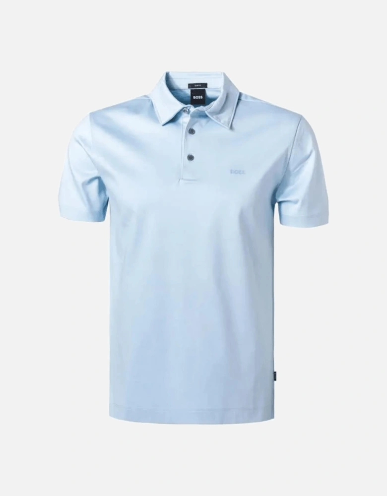 Palosh Cotton Rubberised Logo Blue Polo Shirt