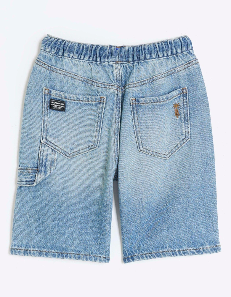 Boys Elasticated Baggy Denim Shorts - Blue
