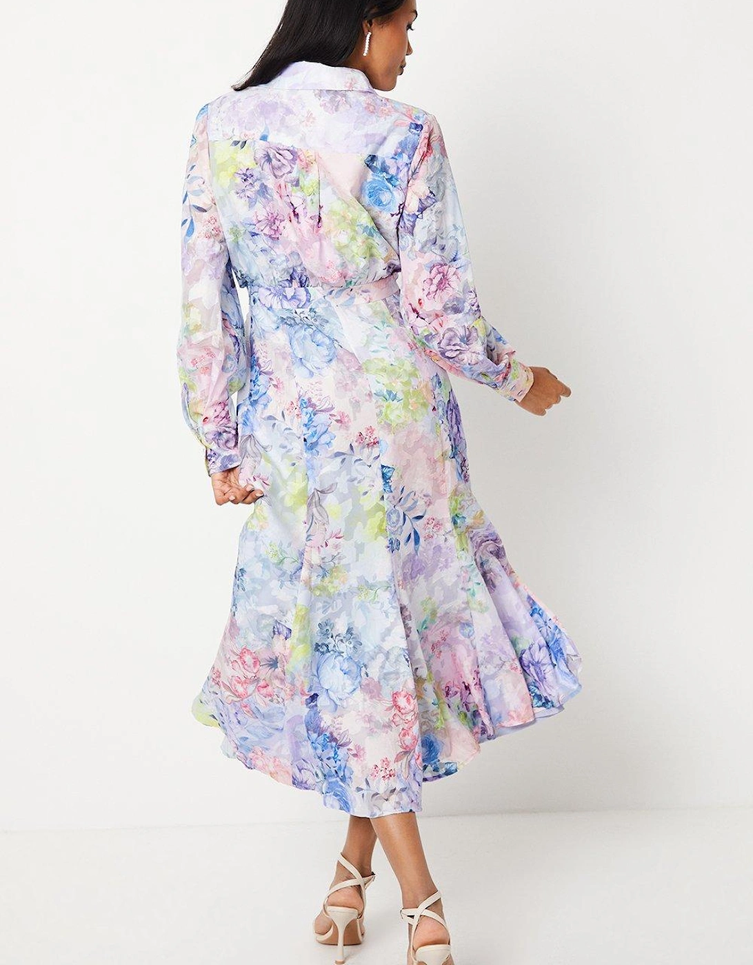 Georgette Jacquard Shirt Midi Dress