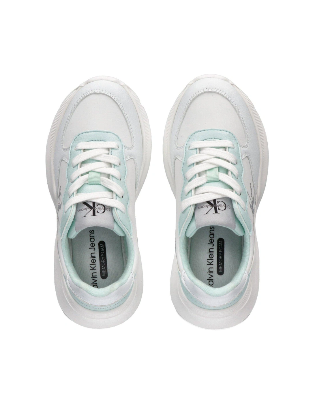 Girls Low Cut Lace-Up Sneaker - White/Aquamarine