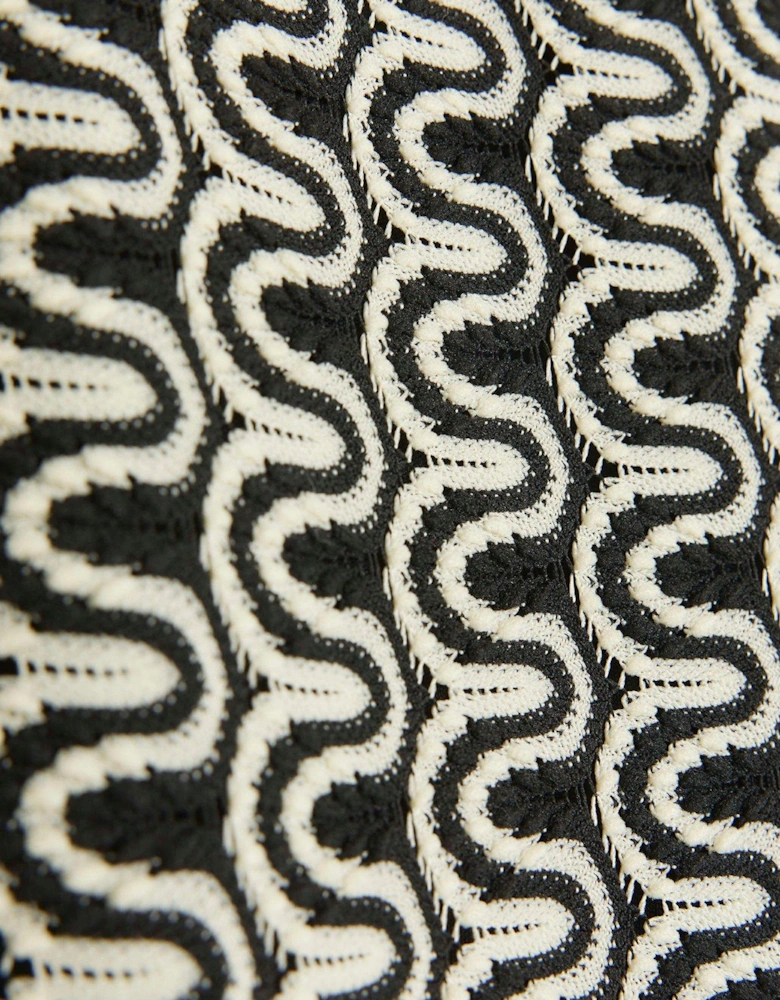 Crochet Fitted Midi Skirt Co-Ord - Black