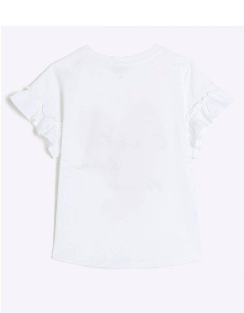 Girls Glitter Heart T-Shirt - White
