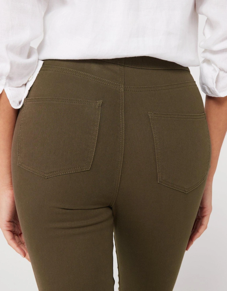 High Waist Crop Jeggings - Khaki