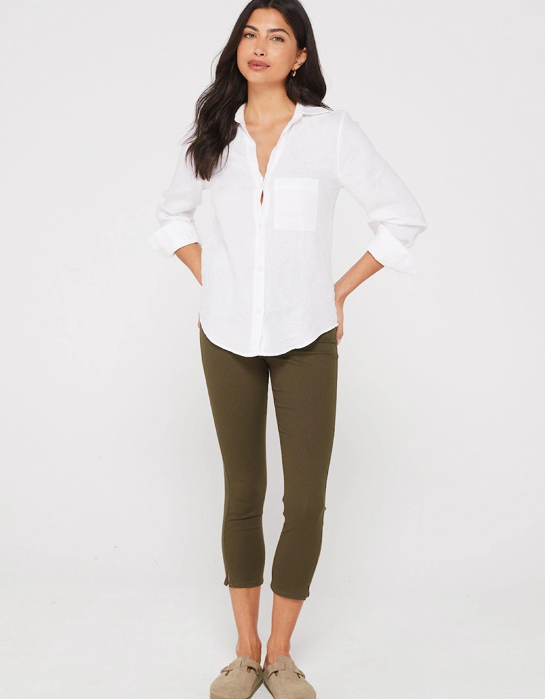 High Waist Crop Jeggings - Khaki