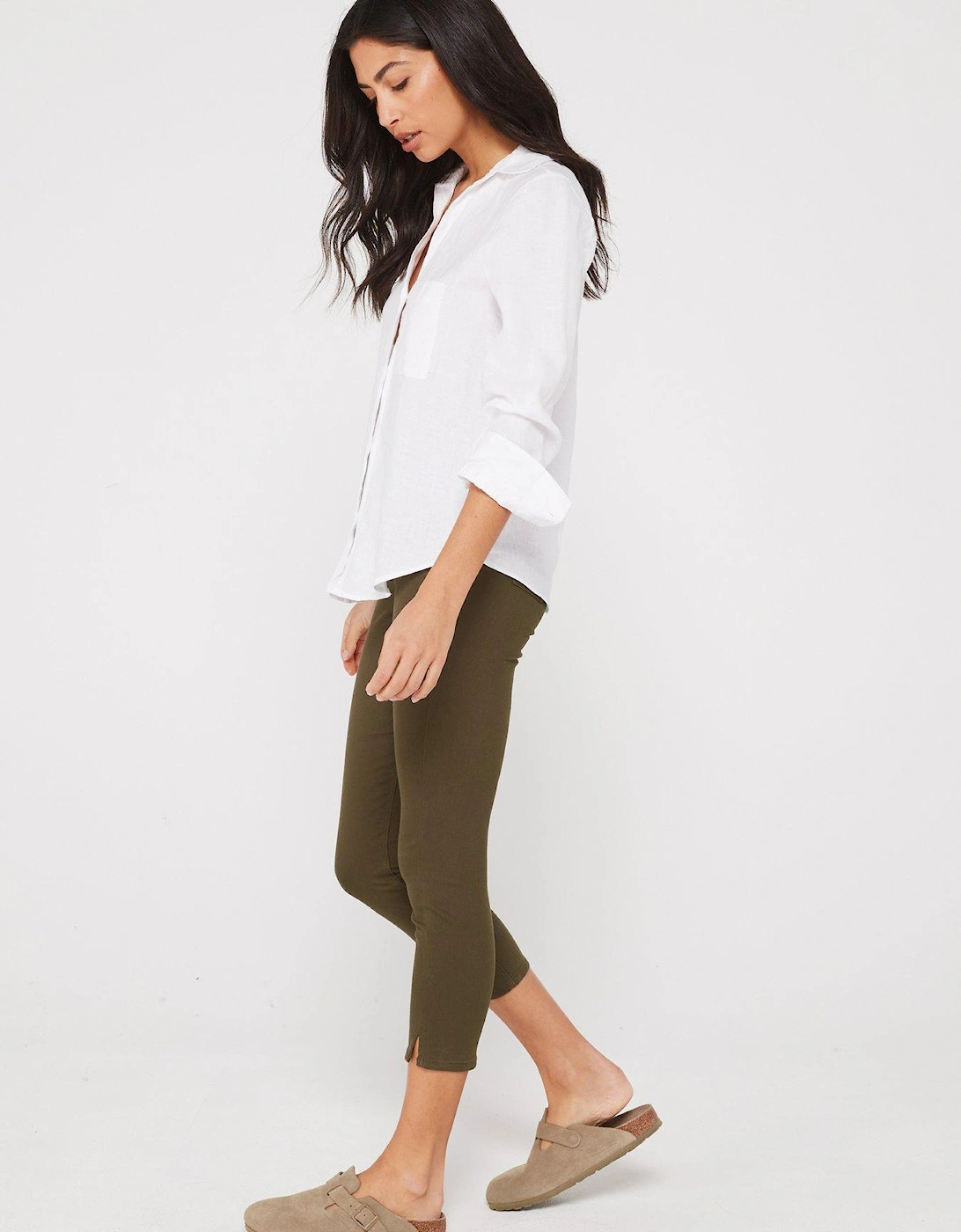 High Waist Crop Jeggings - Khaki