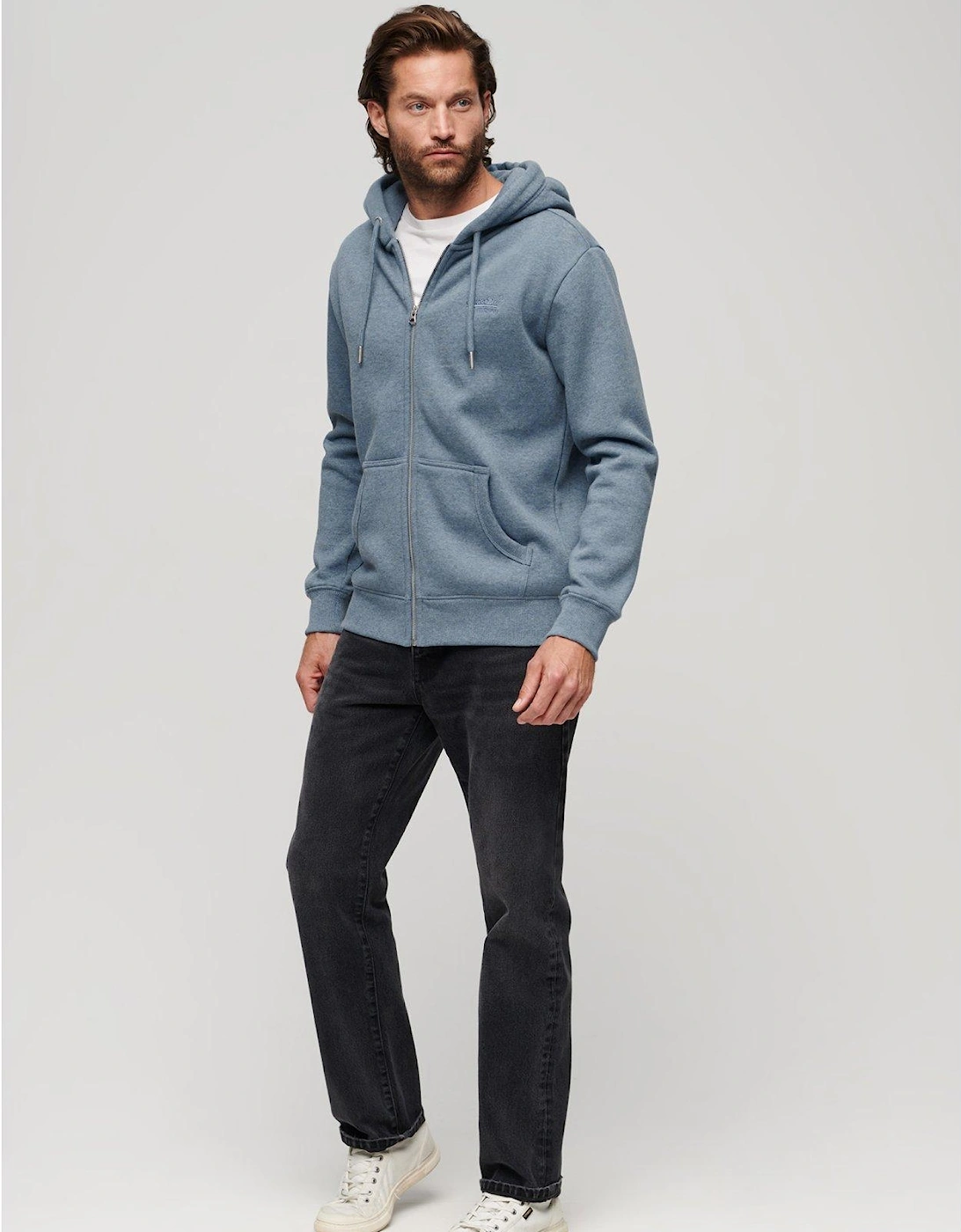 Essential Logo Zip Hoodie - Blue