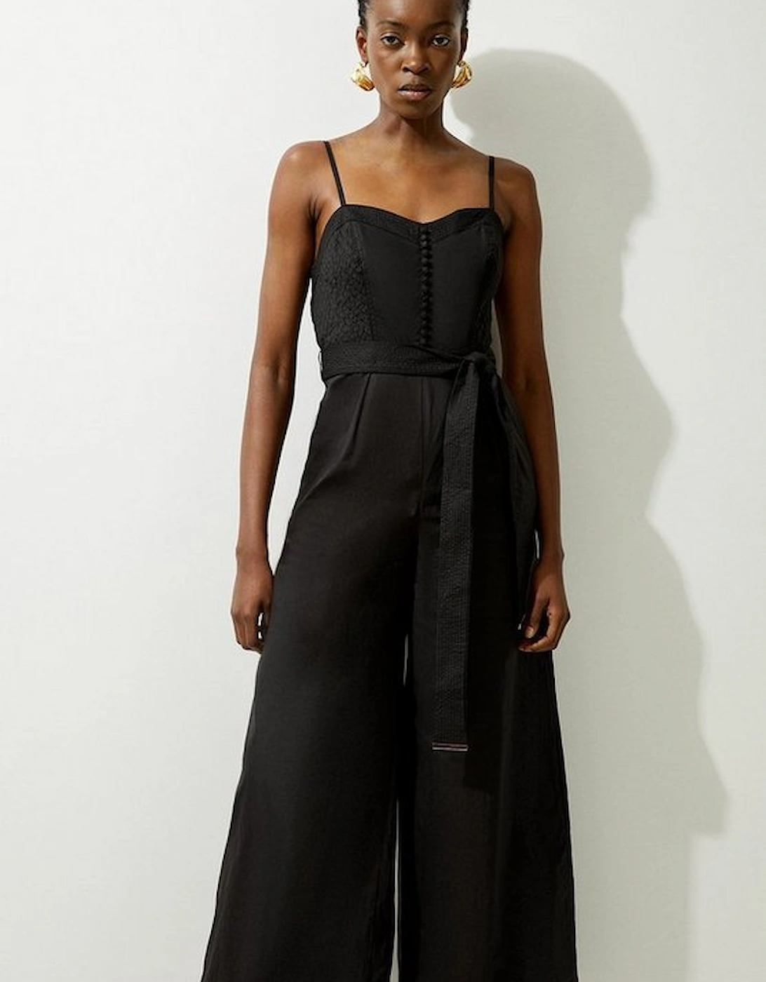 Cotton Top Stitch Pleated Woven Jumpsuit, 4 of 3