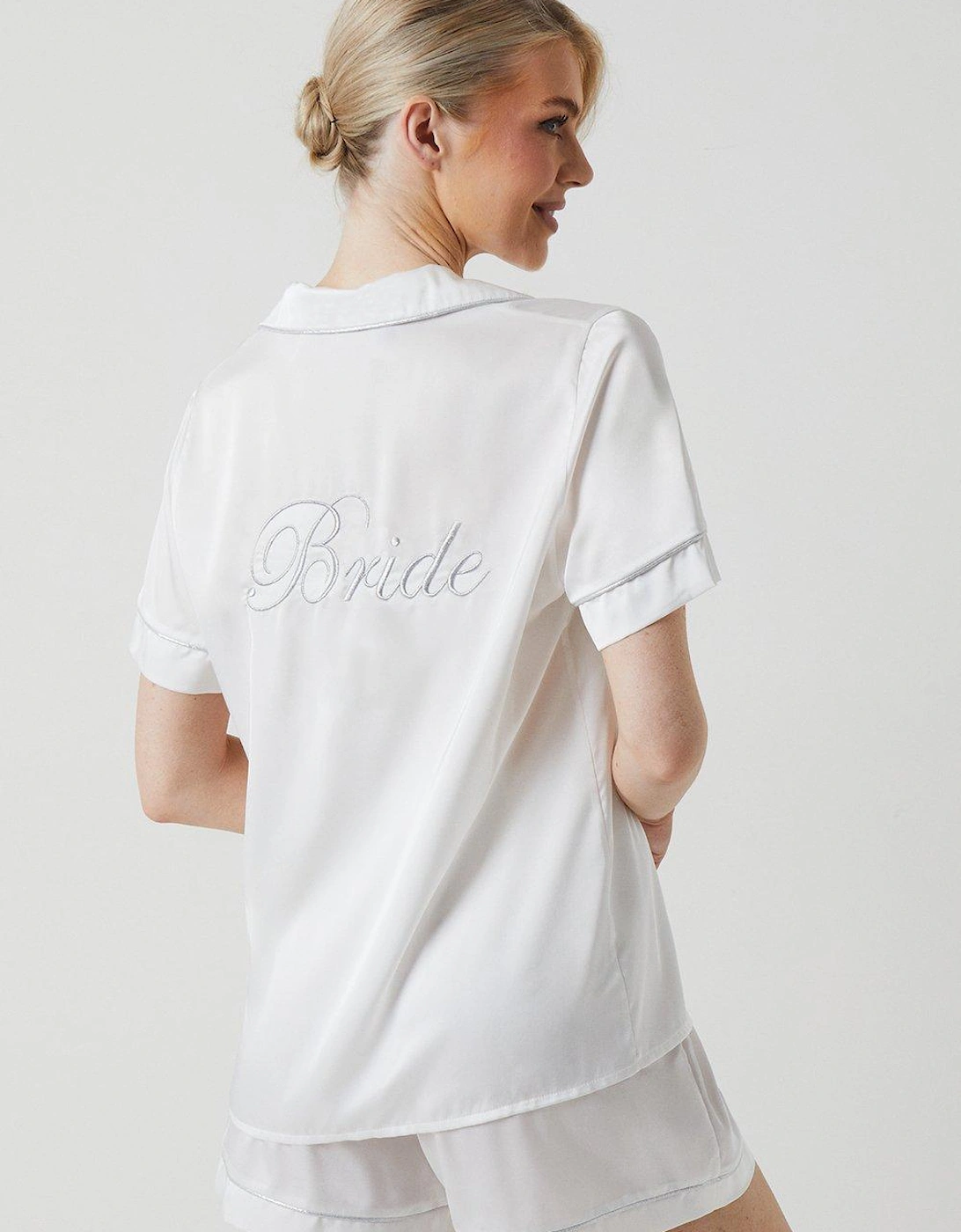 Short Sleeve Embroidered Bridal Pyjama Set