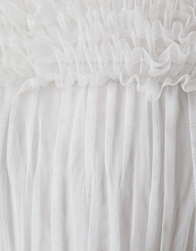 Frill And Ribbon Detail Tiered Wedding Dress