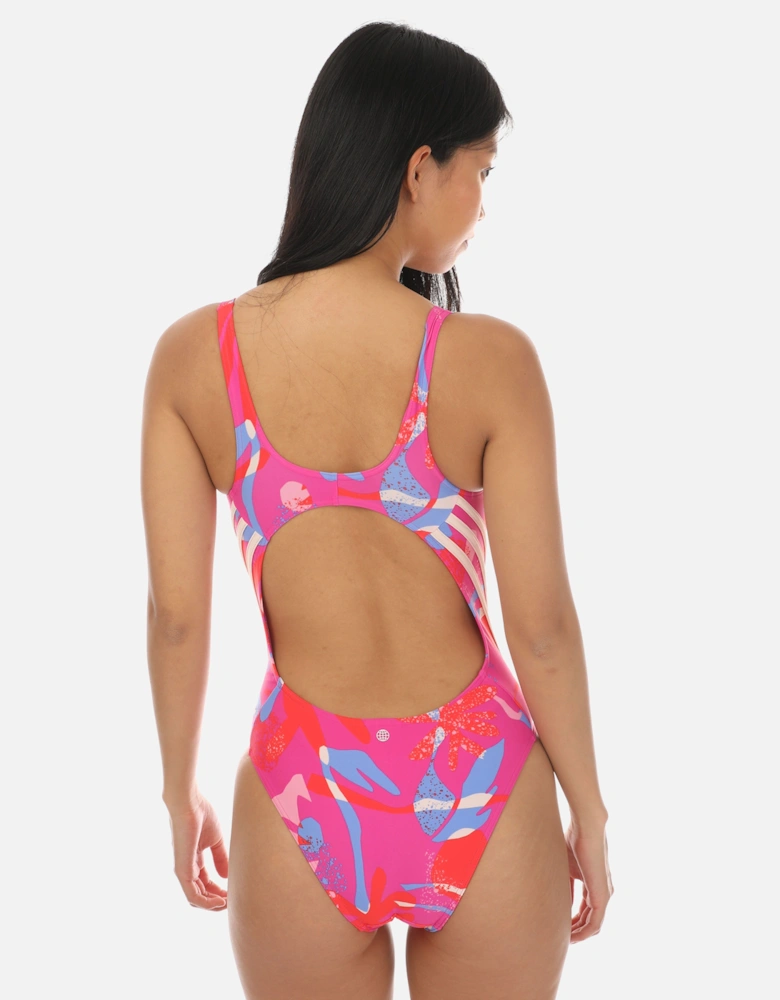 Womens Floral 3-Stripes Swimsuit