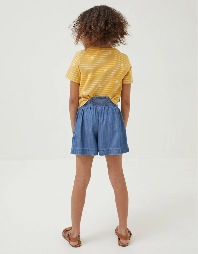 Girls Embroidered Flippy Shorts - Chambray Blue