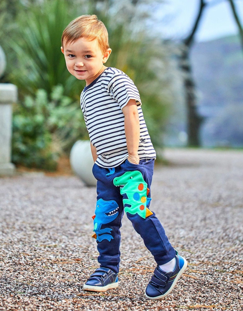Boys T-Rex Applique with Pet In Pocket Joggers - Navy