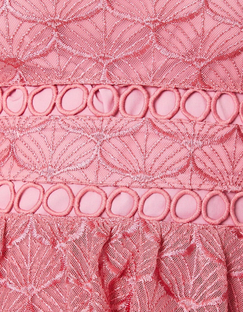 Peplum Waist Lace Midi Dress