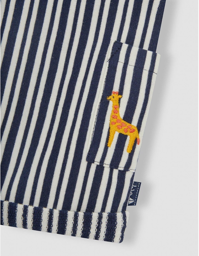 Boys 2-Piece Stripe Dungarees & T-Shirt Set - Navy