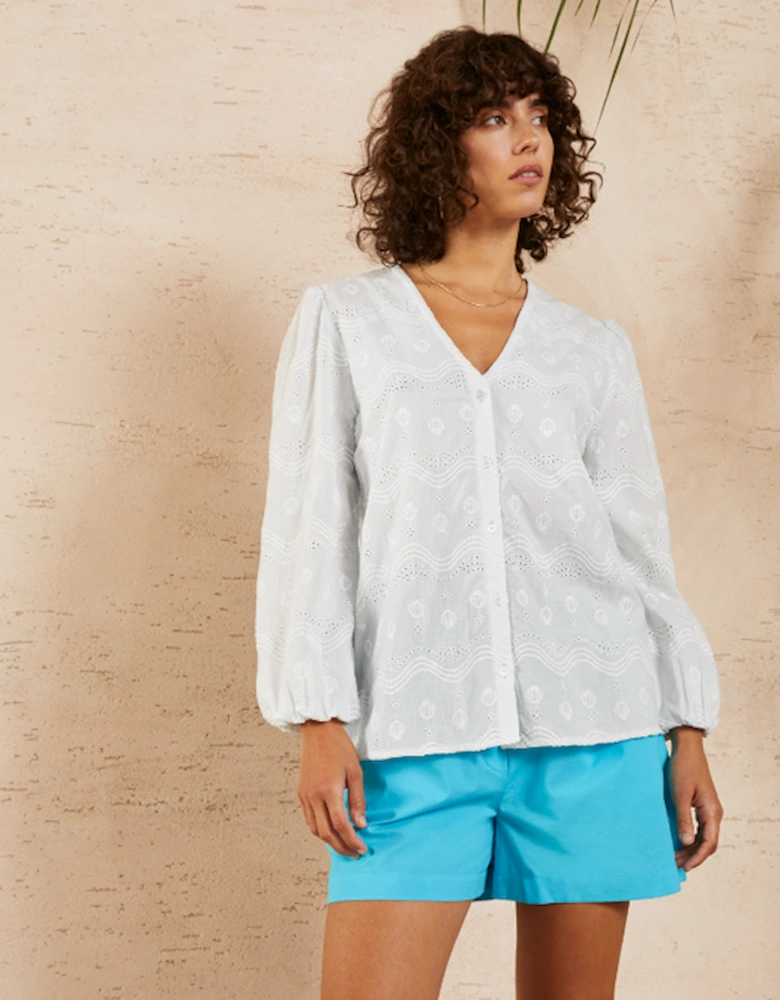 Great Plains Women's Embroidered Crete Blouse White