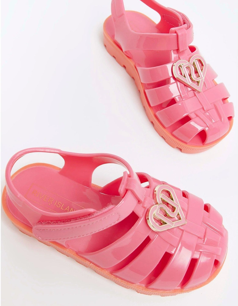 Mini Girls Caged Jelly Sandals - Pink