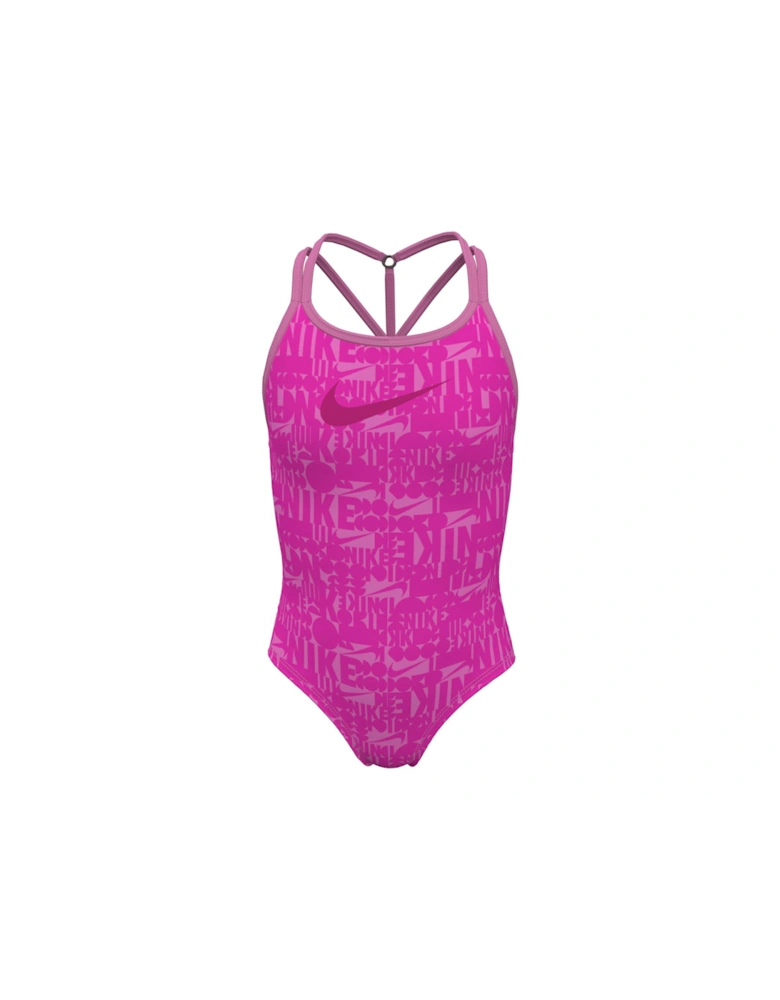 Retro Flow Girl's T-crossback One Piece-pink