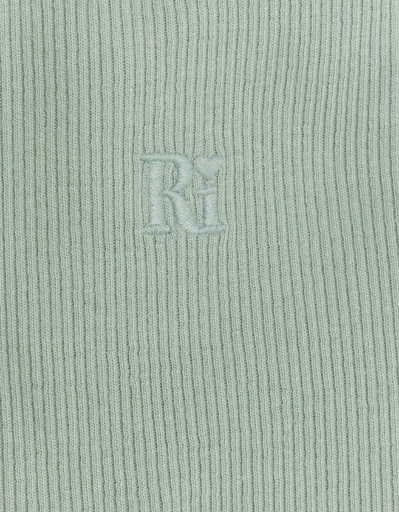 Girls Rib Embroidered Logo Crop Vest - Green