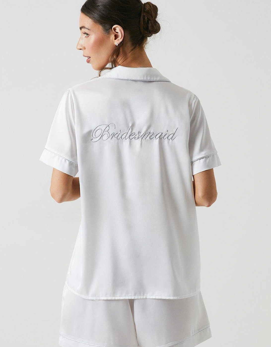 Short Sleeve Embroidered Bridesmaids Pyjama Set