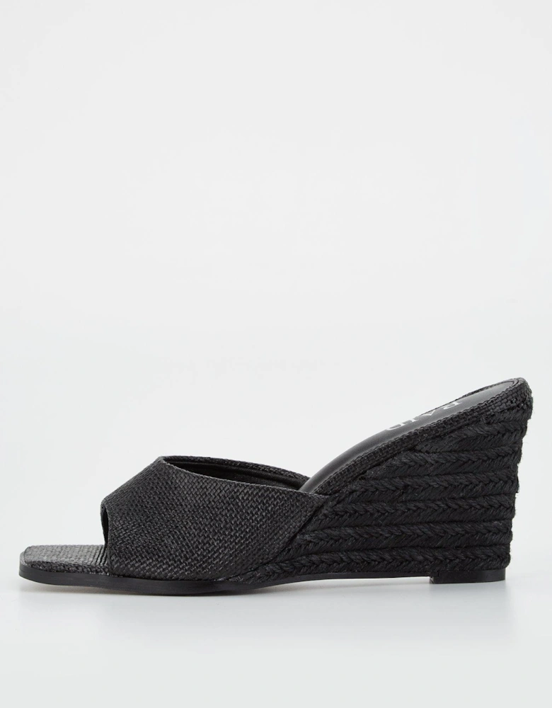 Sylvia Jute Wedged Sandals - Black