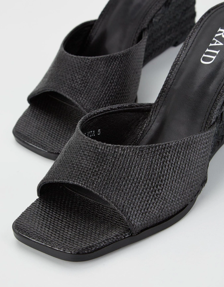 Sylvia Jute Wedged Sandals - Black