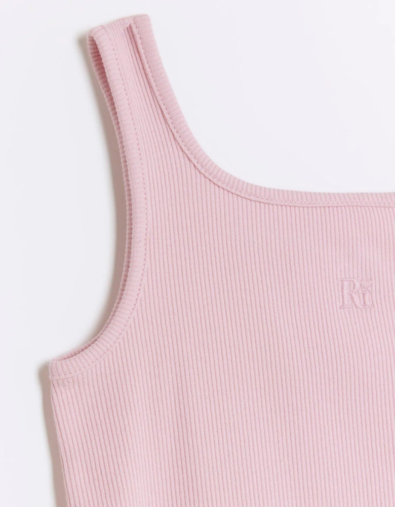 Girls Embroidered Logo Crop Vest - Pink