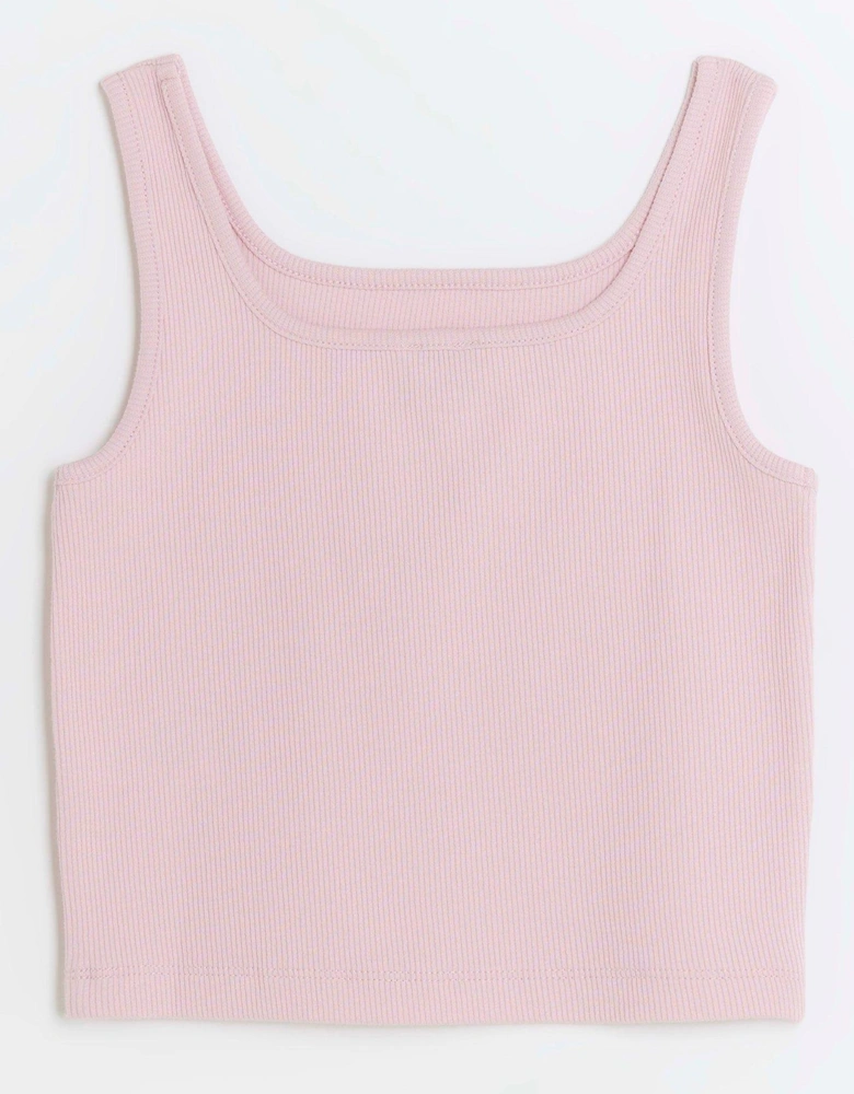 Girls Embroidered Logo Crop Vest - Pink