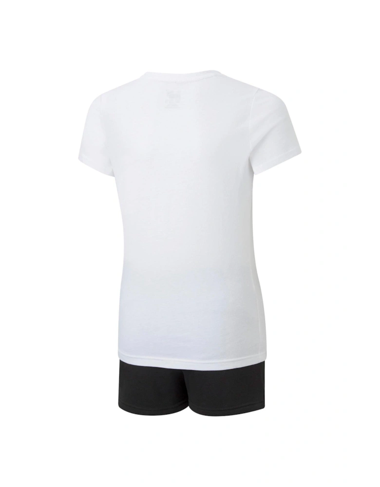 Girls Logo T-Shirt and Shorts Set - White