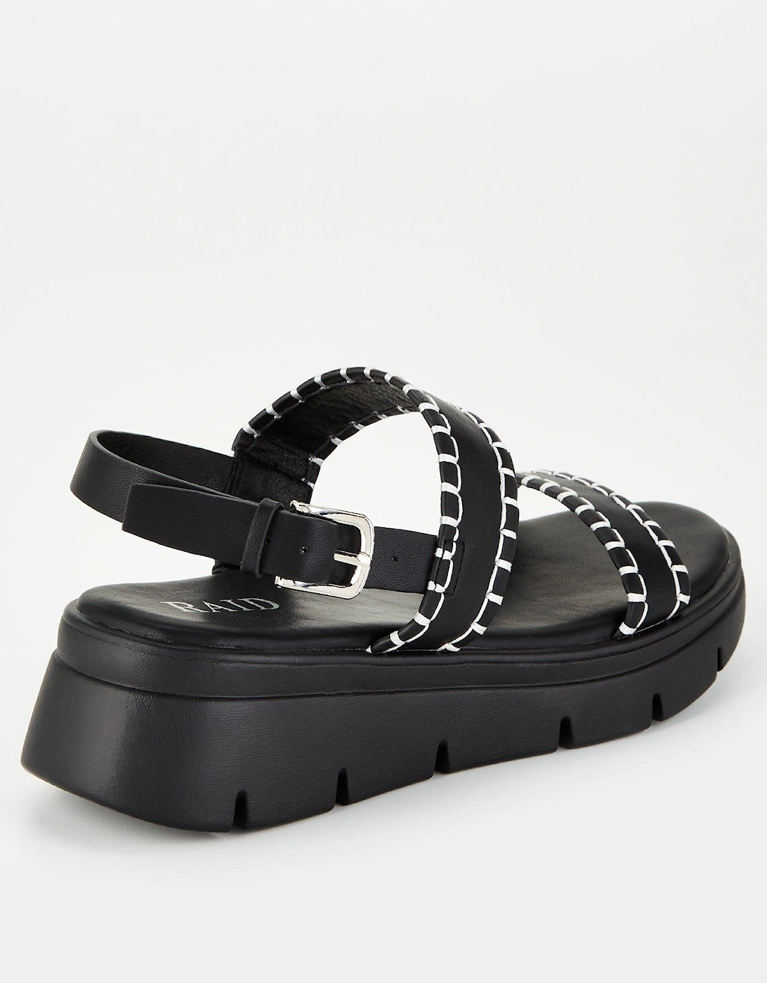 Irie Stitch Detail Wedged Sandal - Black