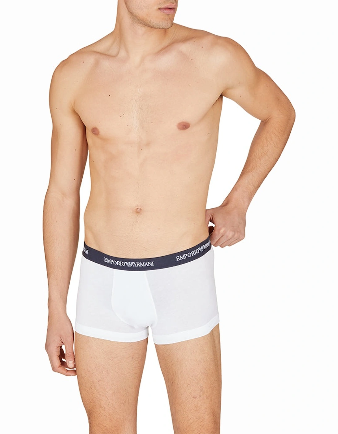 2-Pack Logoband Contrast Waist Boxer Trunks, Navy/White