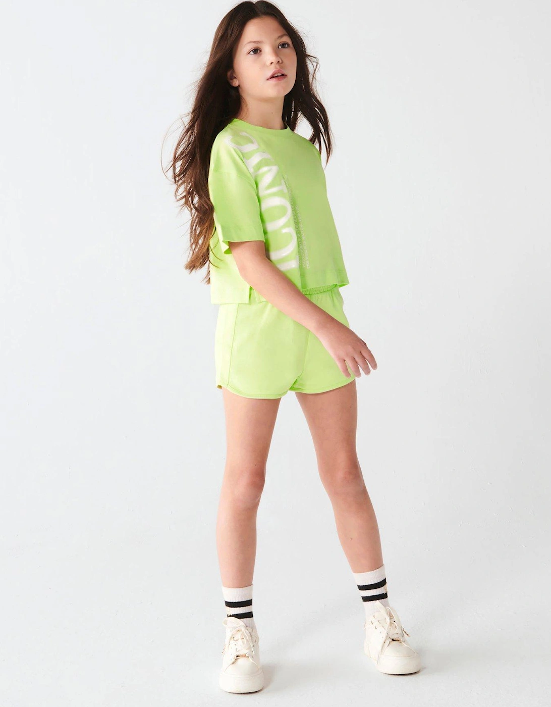 Girls Iconic Runner Shorts Set - Green