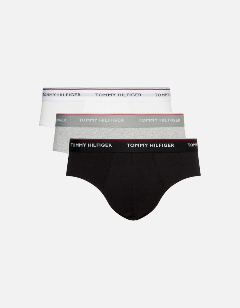 3-Pack Premium Stretch Briefs, Black/White/Grey