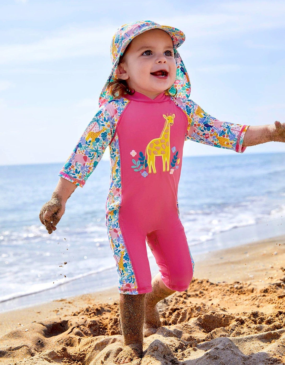 Girls 1-Piece Sun Protection Suit - Pink
