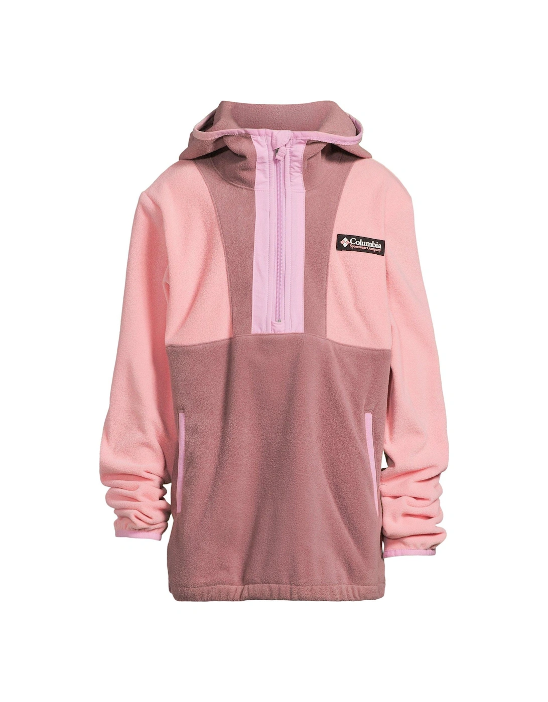 Youth Unisex Back Bowl Lite Half Zip Hoodie - Pink