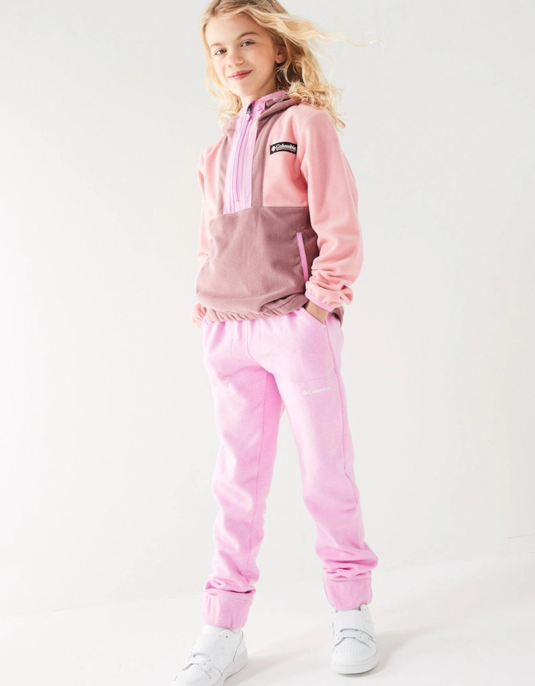 Youth Unisex Back Bowl Lite Half Zip Hoodie - Pink